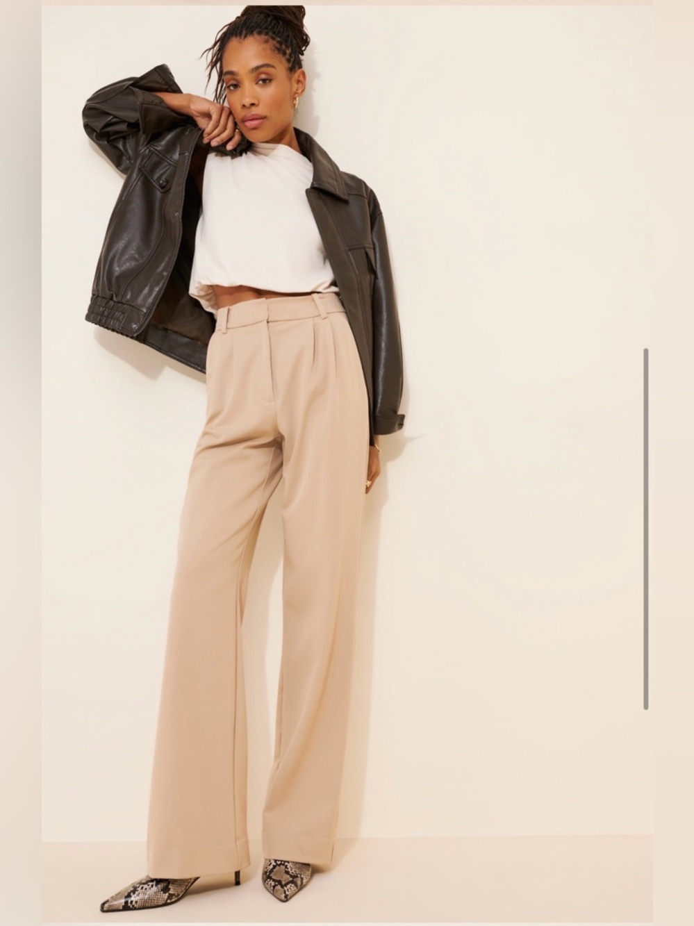 Favorite Daughter Wide-Leg Tan Trousers